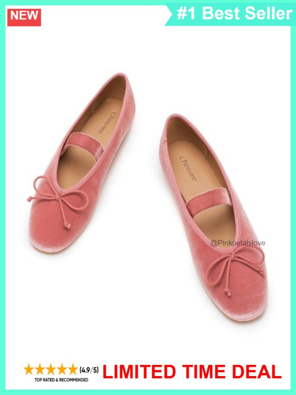 Velvet Mary Jane Ballet Flats Round Toe Cushioned Pull-On